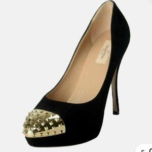 Valentino Garavani Women's Rockstud Suede High Heel Platform Shoes Sz 38